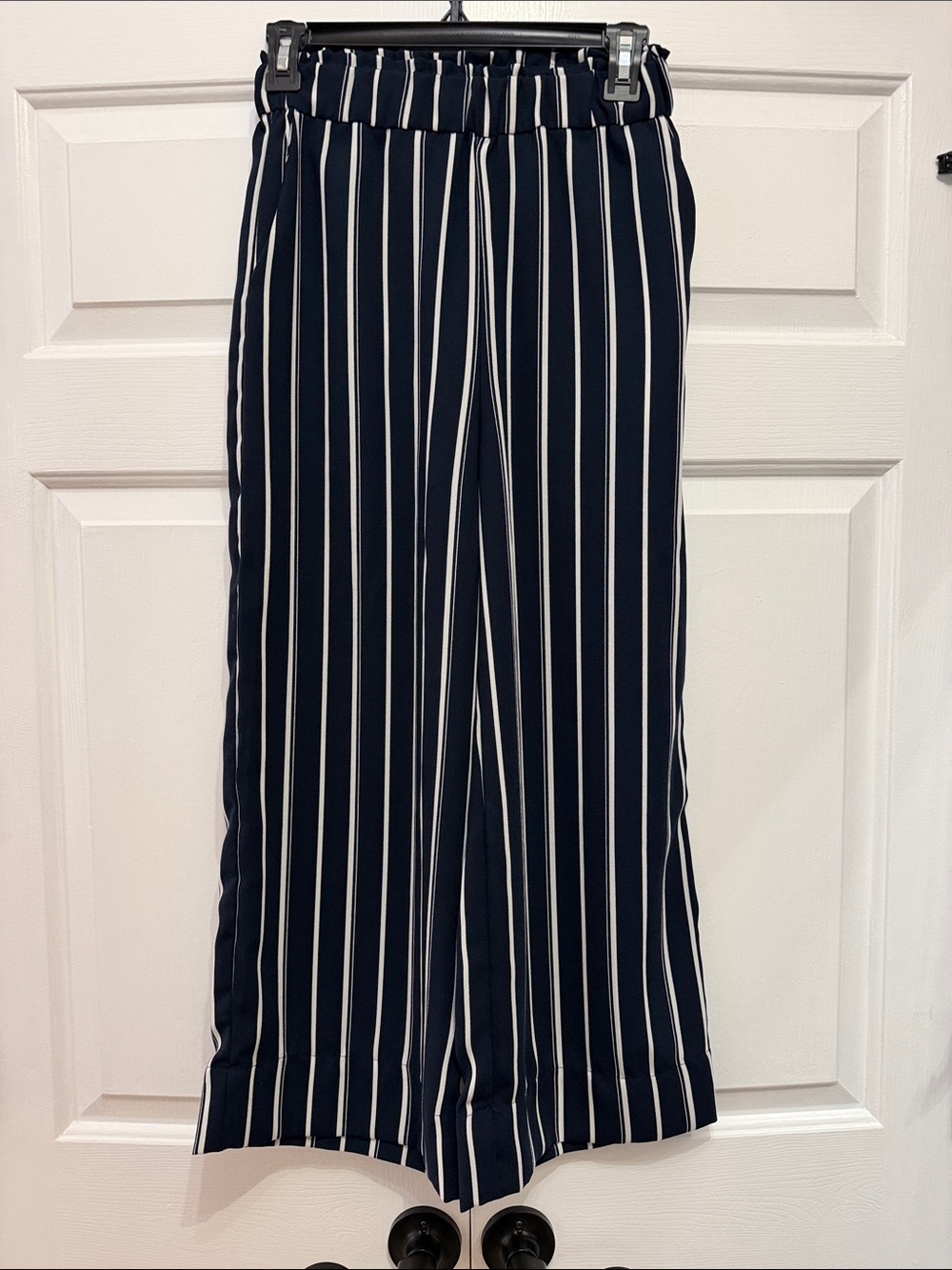 H&M Navy with White Pinstripe Wide-Leg Pants